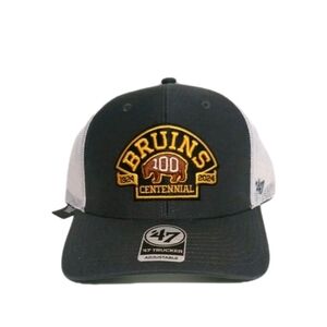 NEW Boston Bruins Centennial Trucker Hat '47 Charcoal Gray Adj Mesh Snapback NHL